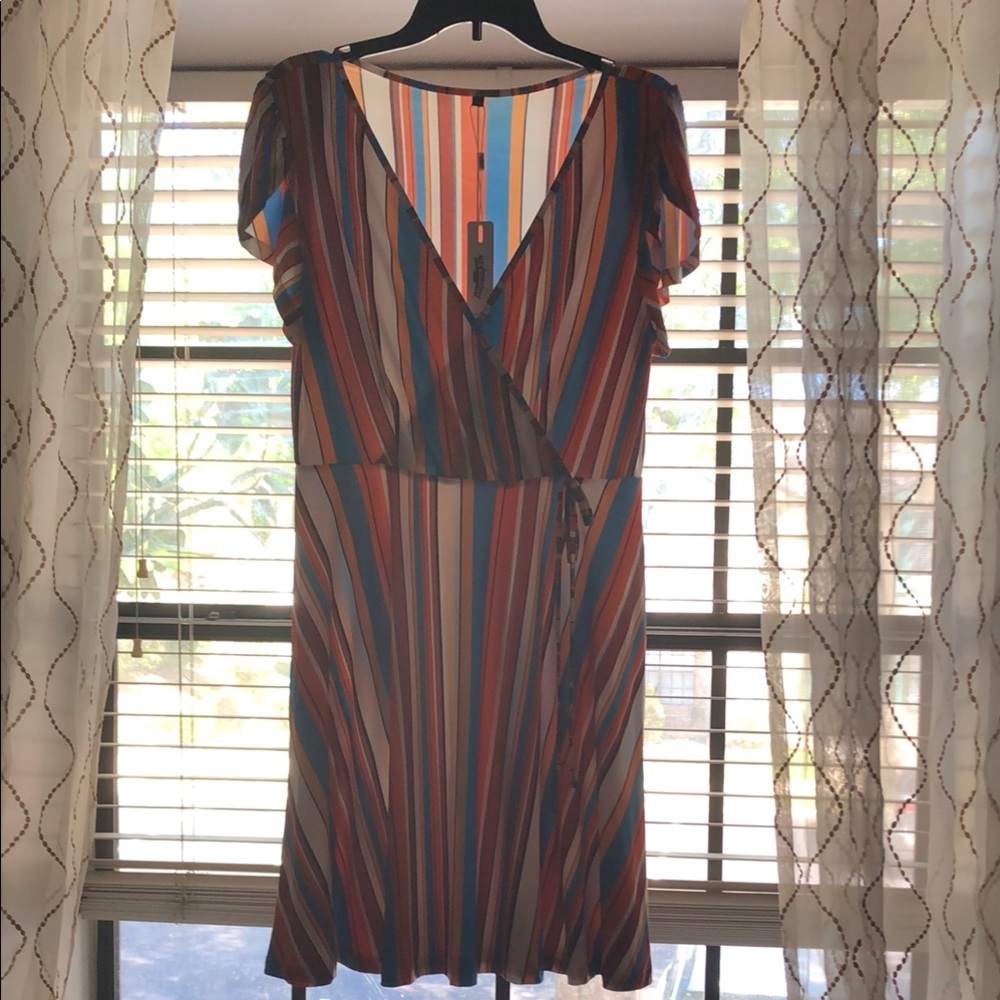 Striped Multicolor Wrap Dress